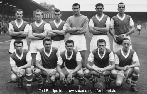 Ted Phillips front row second right for Ipswich.