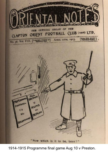 1914-1915 Programme final game Aug 10 v Preston.