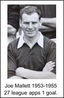 Joe Mallett 1953-1955 27 league apps 1 goal.