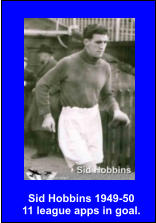 Sid Hobbins 1949-50 11 league apps in goal.