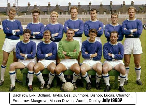 Back row L-R: Bolland, Taylor, Lea, Dunmore, Bishop, Lucas, Charlton. Front row: Musgrove, Mason Davies, Ward, , Deeley. July 1963?