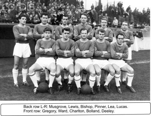 Back row L-R: Musgrove, Lewis, Bishop, Pinner, Lea, Lucas. Front row: Gregory, Ward, Charlton, Bolland, Deeley.
