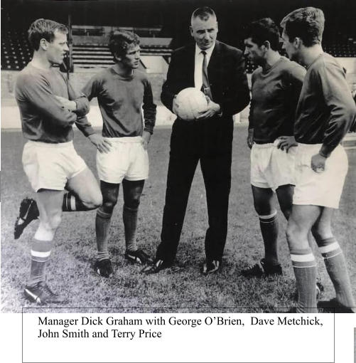 Manager Dick Graham with George O’Brien,  Dave Metchick, John Smith and Terry Price